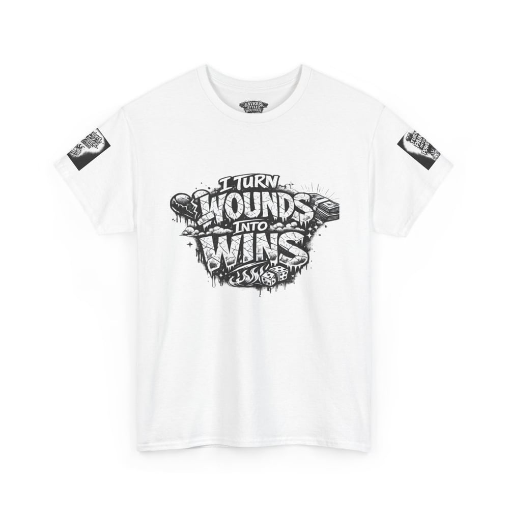 Image of Motivational Graphic Tee — “I Turn Wounds Into Wins” / Built From Pain Made To Win