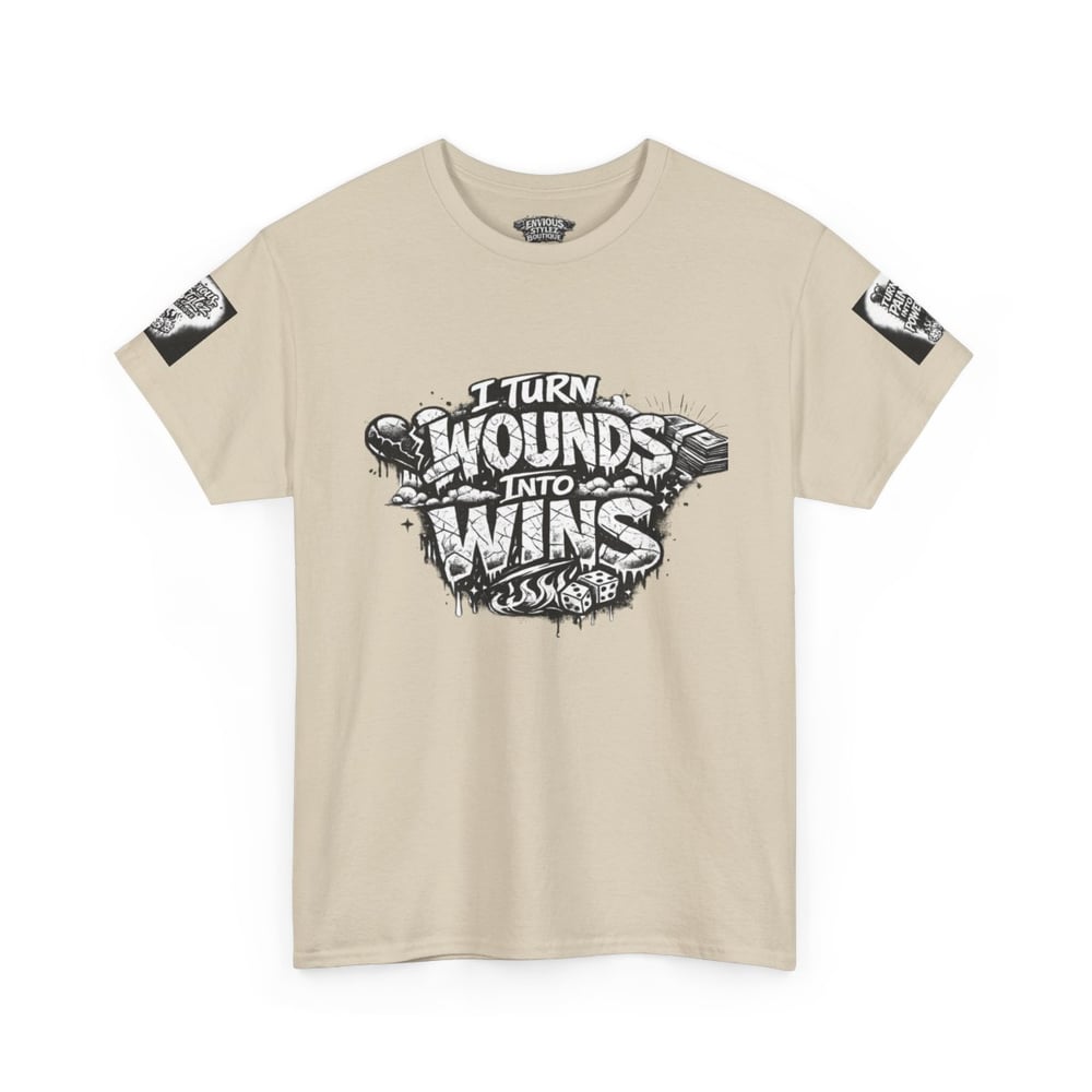 Image of Motivational Graphic Tee — “I Turn Wounds Into Wins” / Built From Pain Made To Win