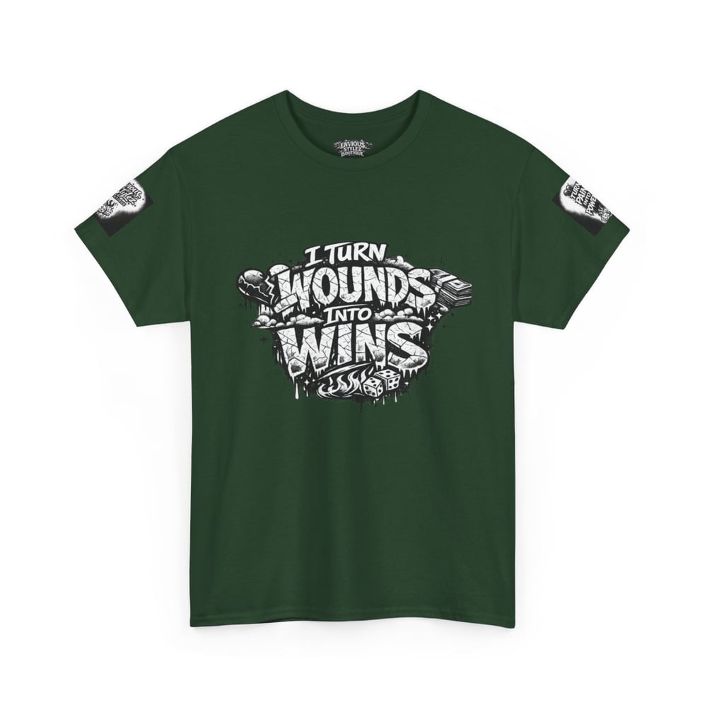 Image of Motivational Graphic Tee — “I Turn Wounds Into Wins” / Built From Pain Made To Win