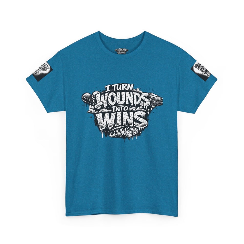 Image of Motivational Graphic Tee — “I Turn Wounds Into Wins” / Built From Pain Made To Win