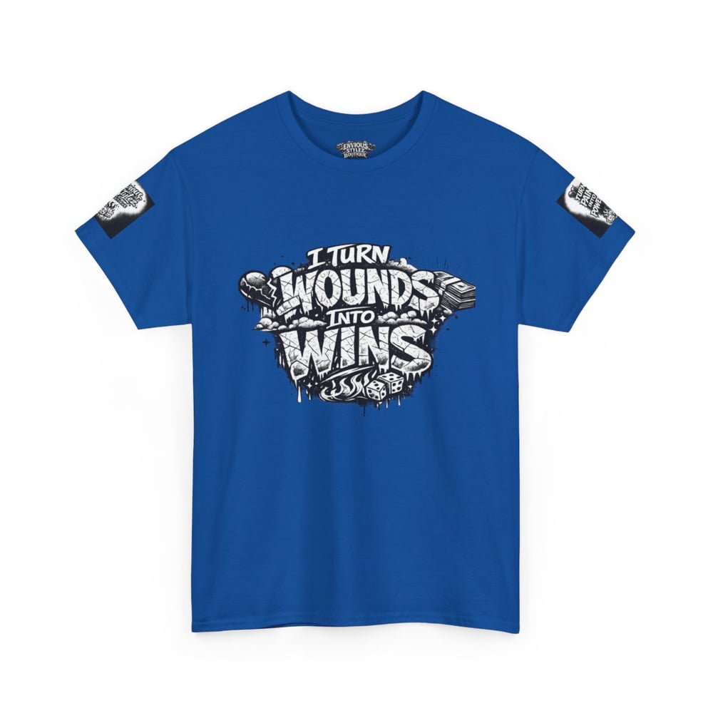 Image of Motivational Graphic Tee — “I Turn Wounds Into Wins” / Built From Pain Made To Win