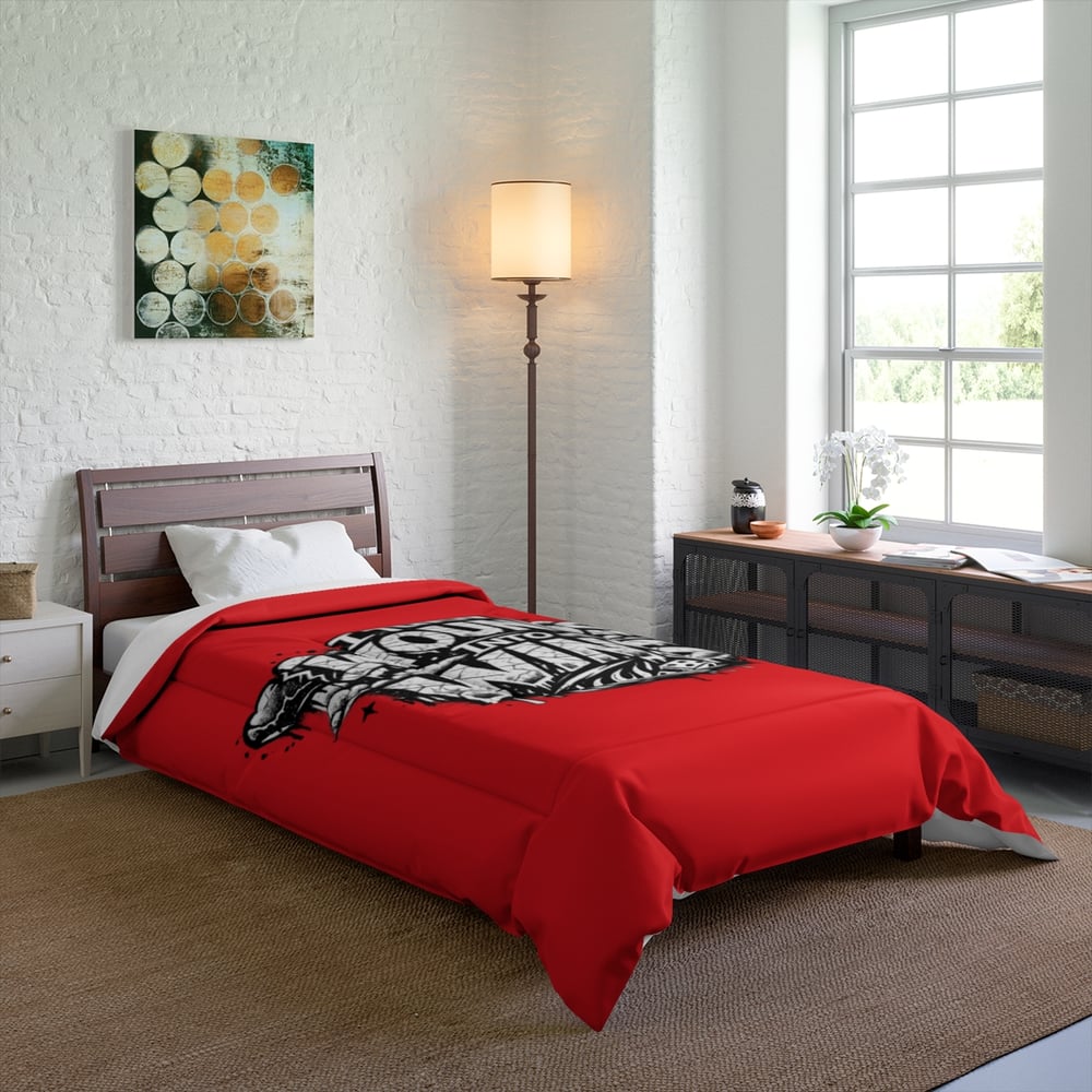 Image of Comforter — “I Turn Wounds Into Wins” Motivational Red Bed Comforter