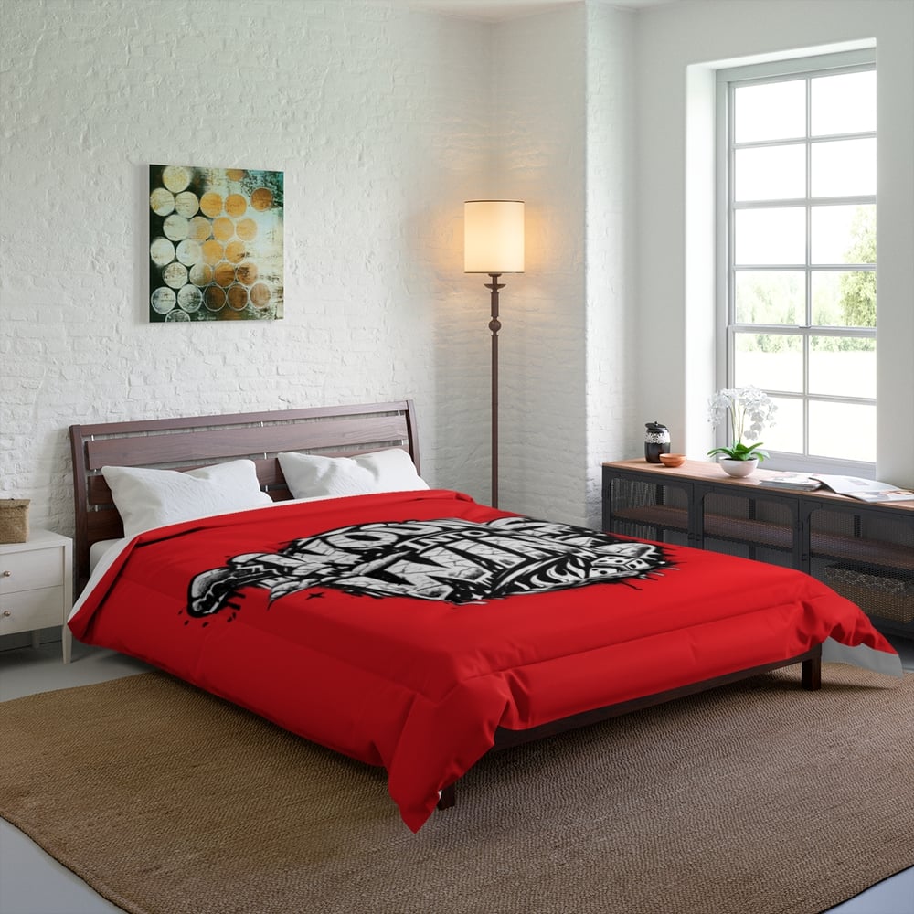 Image of Comforter — “I Turn Wounds Into Wins” Motivational Red Bed Comforter