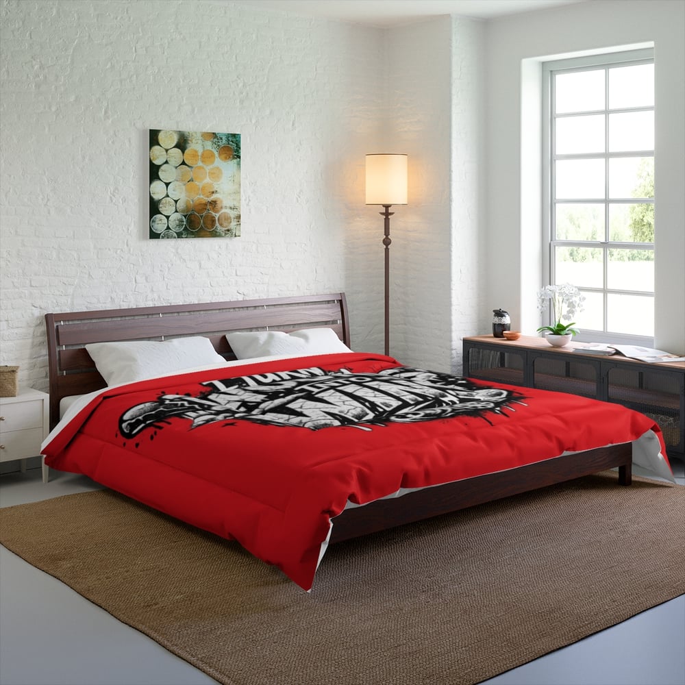 Image of Comforter — “I Turn Wounds Into Wins” Motivational Red Bed Comforter
