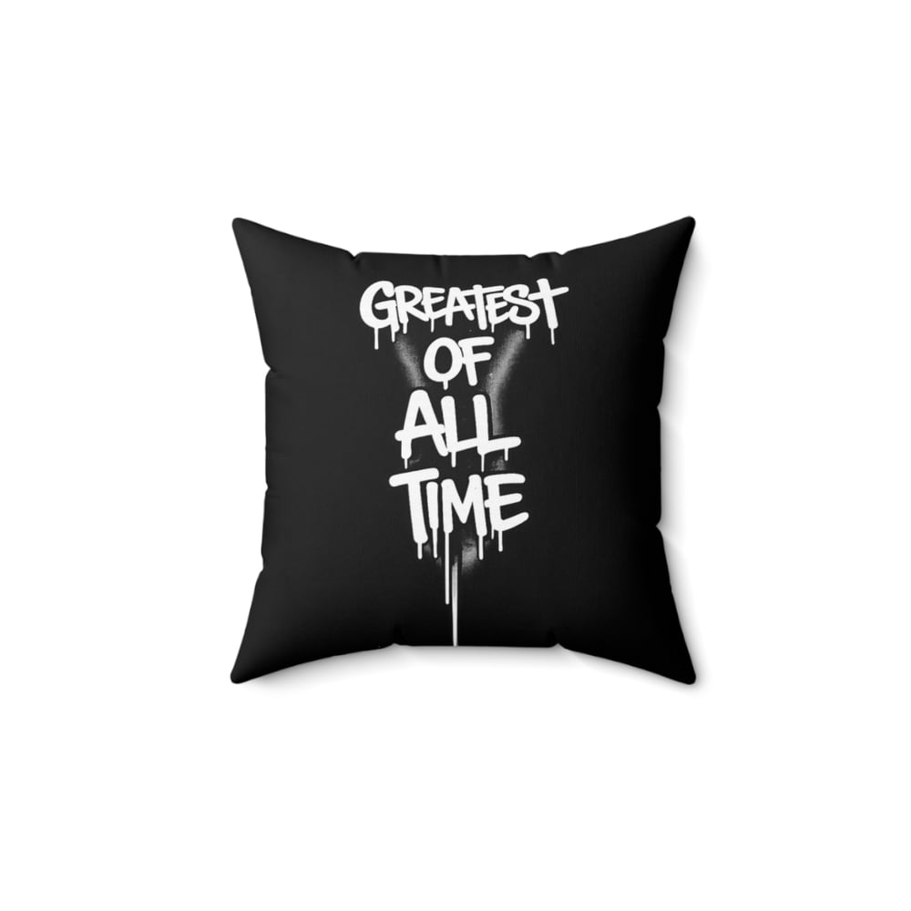 Image of Graffiti Script Throw Pillow — "Greatest of All Time" / "Envious Stylez Boutique"