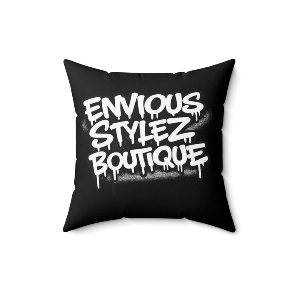 Image of Graffiti Script Throw Pillow — "Greatest of All Time" / "Envious Stylez Boutique"