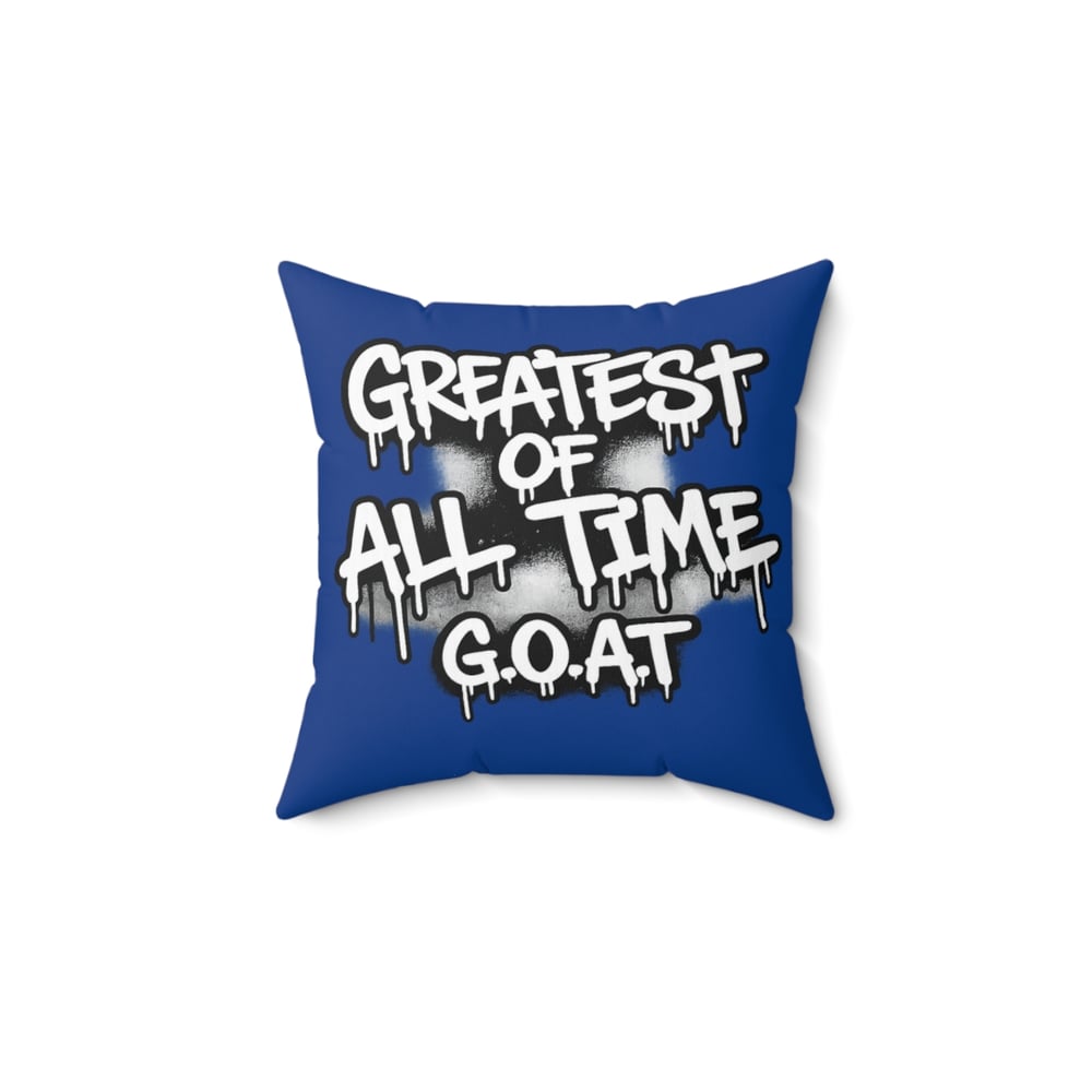 Image of Graffiti 'Greatest of All Time (G.O.A.T.)' Square Throw Pillow - Urban Street Style Decor