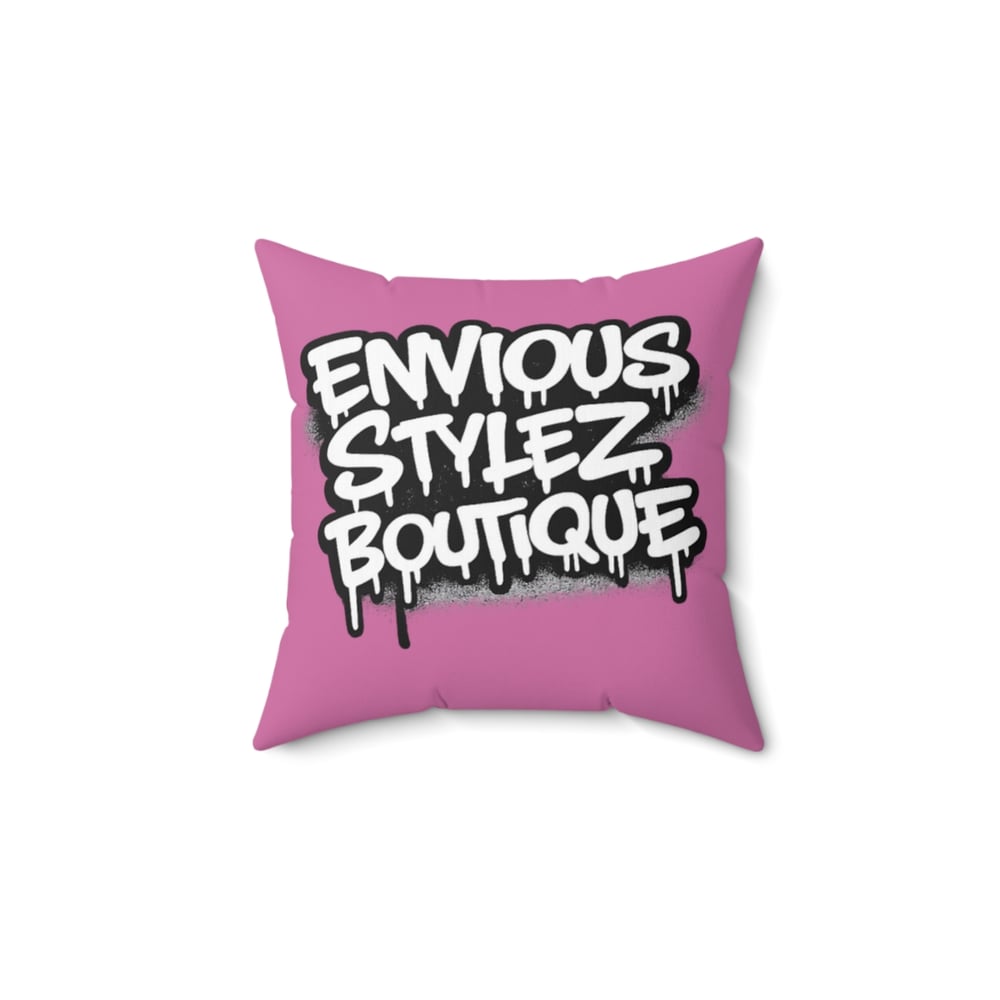 Image of Graffiti 'Greatest Of All Time (G.O.A.T.)' Square Pillow - Pink Decorative Throw