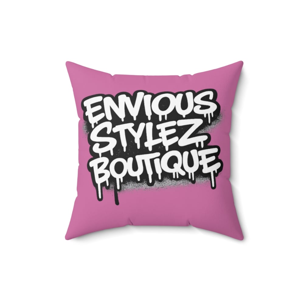 Image of Graffiti 'Greatest Of All Time (G.O.A.T.)' Square Pillow - Pink Decorative Throw