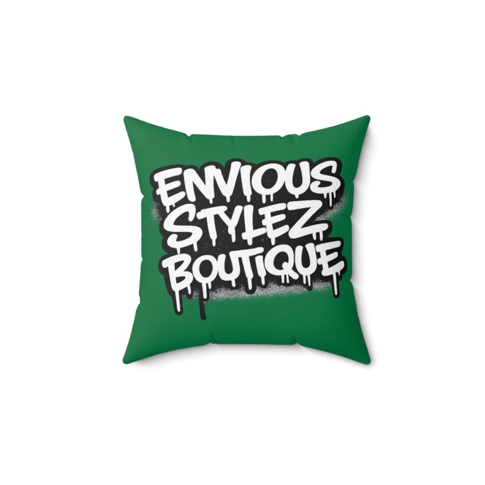 Image of Graffiti "Greatest of All Time" Green Decorative Pillow