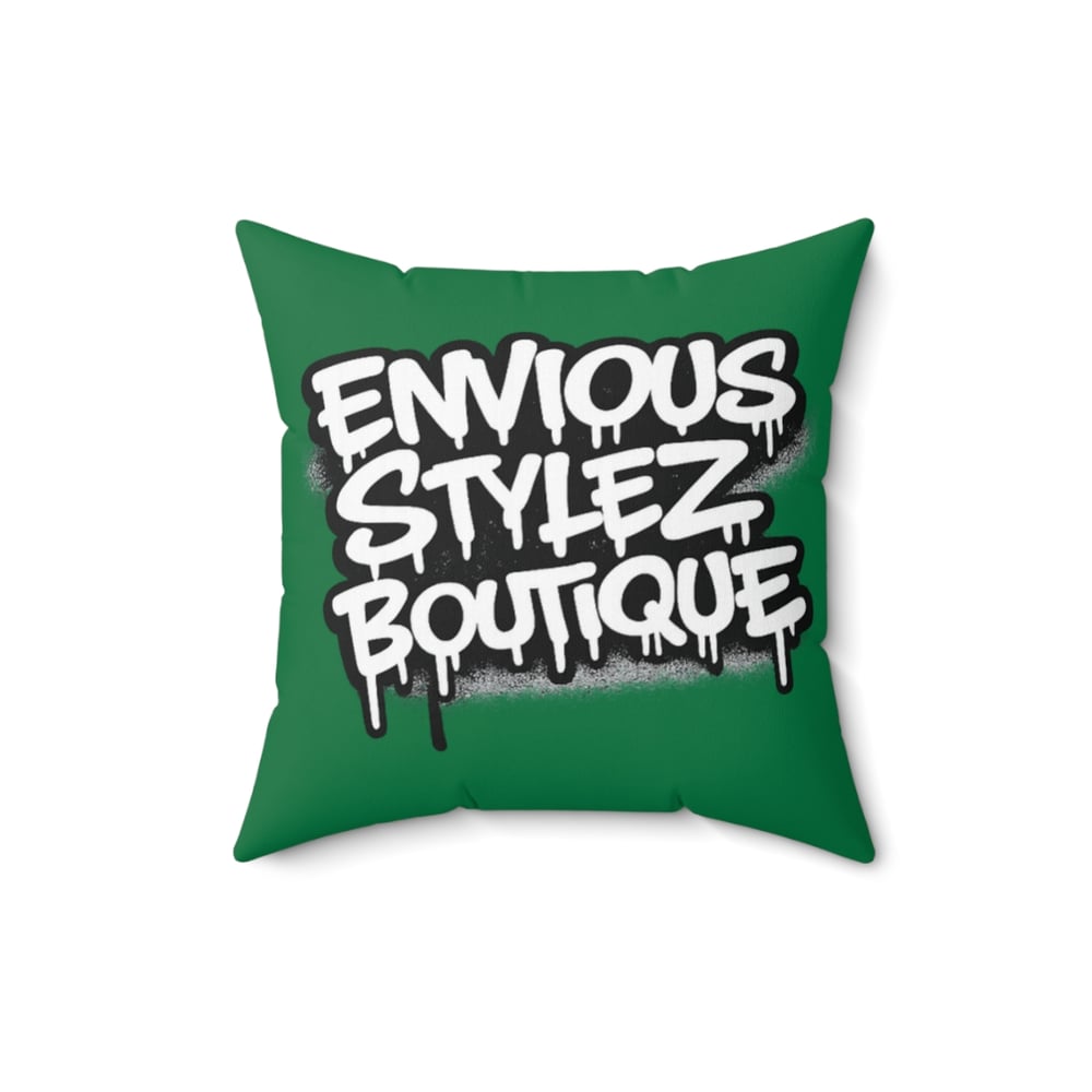 Image of Graffiti "Greatest of All Time" Green Decorative Pillow