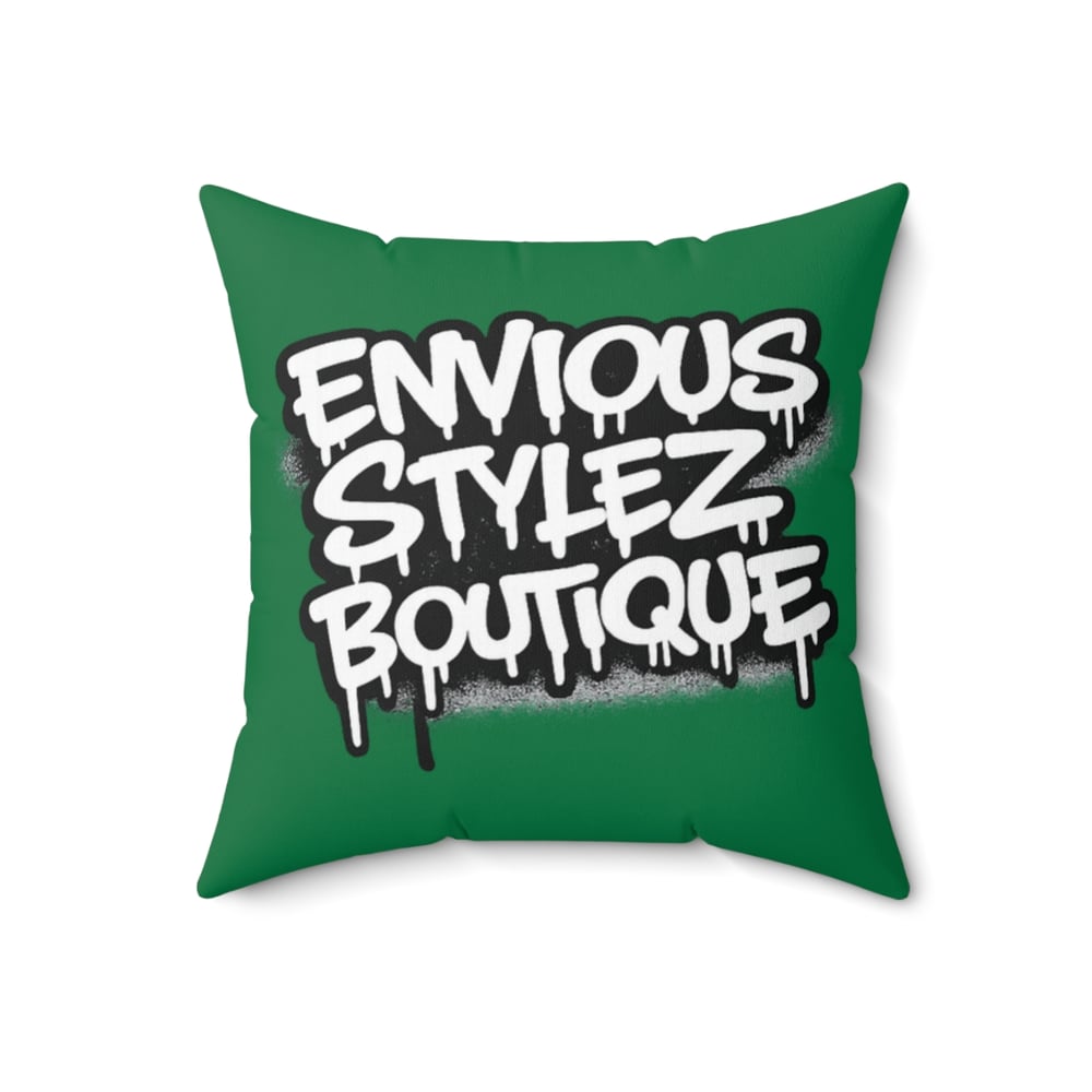 Image of Graffiti "Greatest of All Time" Green Decorative Pillow
