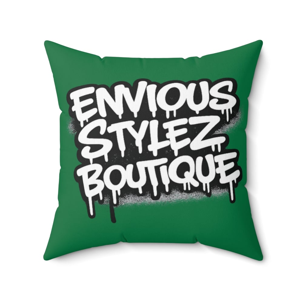 Image of Graffiti "Greatest of All Time" Green Decorative Pillow