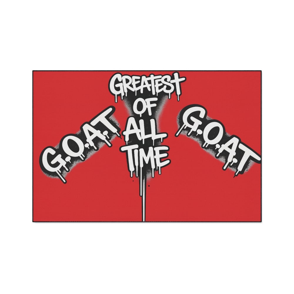 Image of G.O.A.T. 'Greatest of All Time' Heavy Duty Floor Mat — Red Drip Graffiti Door Mat