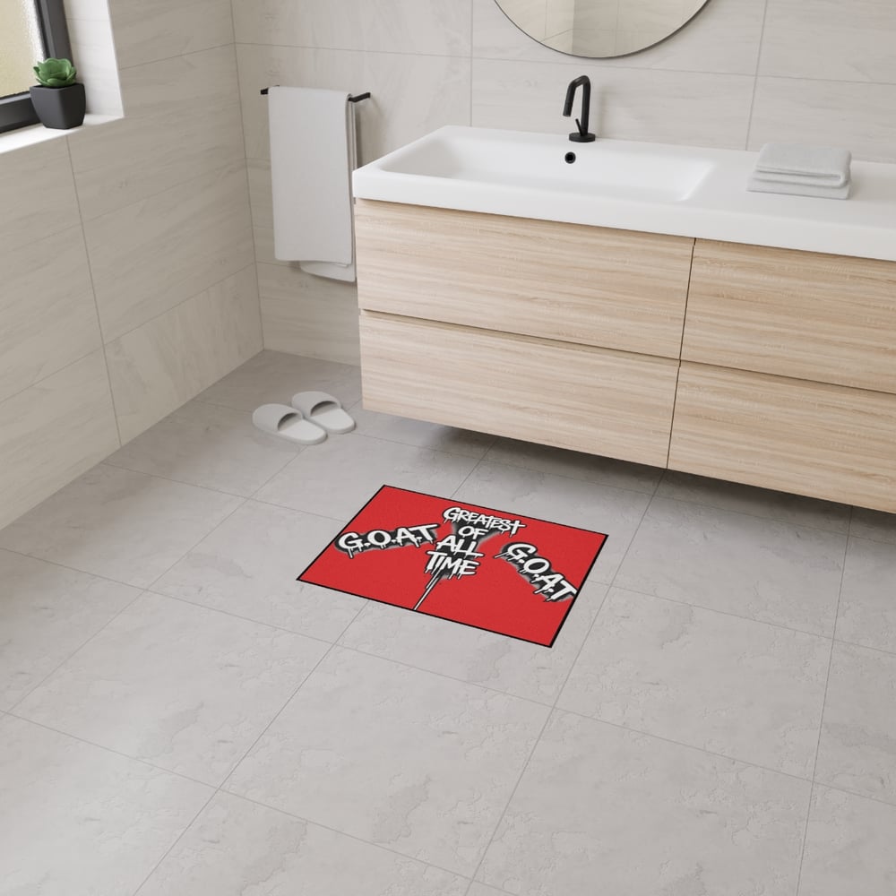 Image of G.O.A.T. 'Greatest of All Time' Heavy Duty Floor Mat — Red Drip Graffiti Door Mat