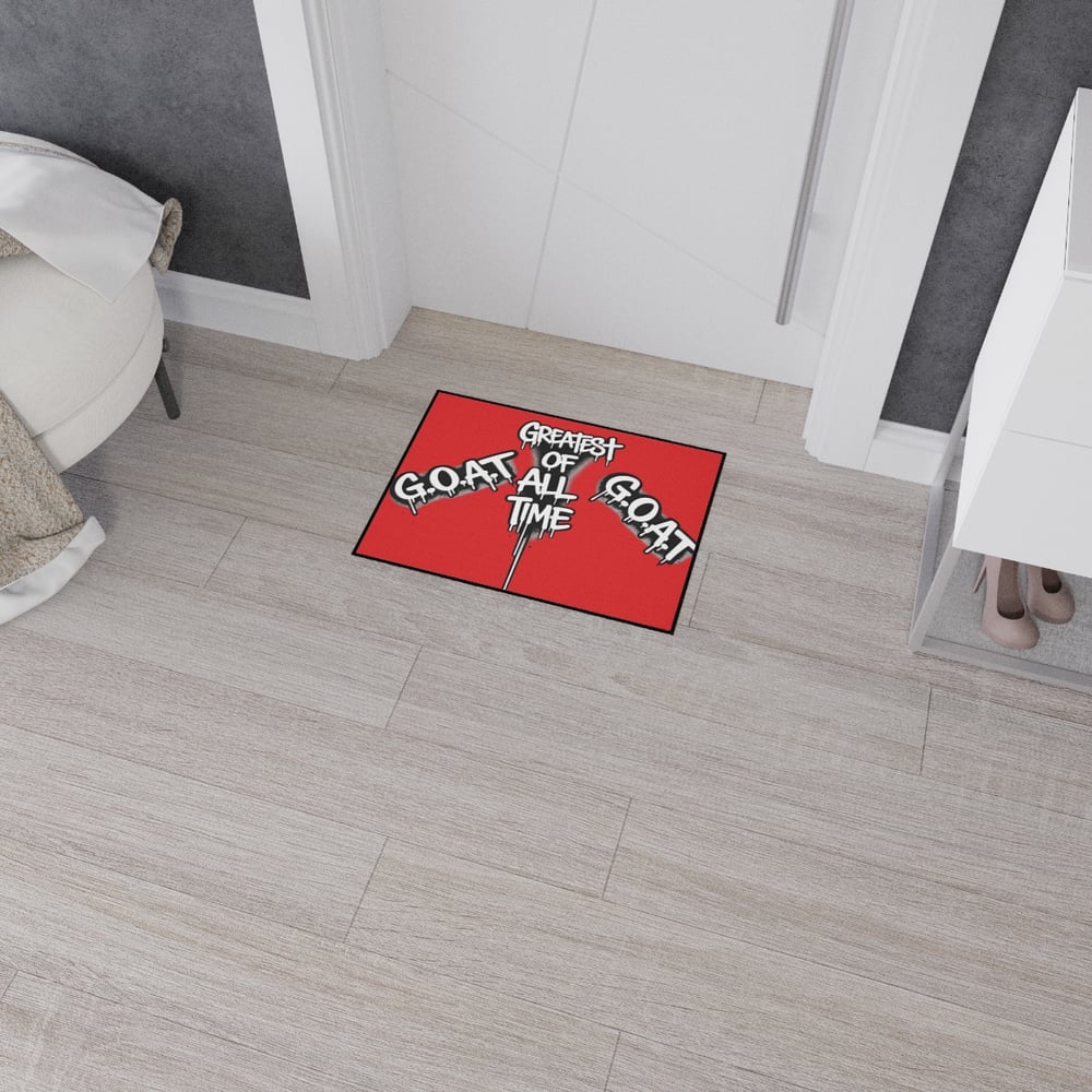 Image of G.O.A.T. 'Greatest of All Time' Heavy Duty Floor Mat — Red Drip Graffiti Door Mat