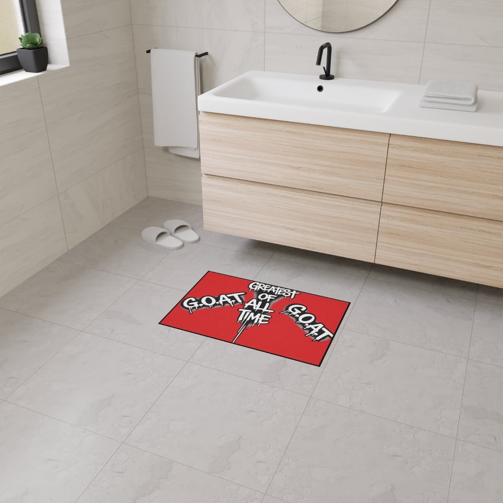 Image of G.O.A.T. 'Greatest of All Time' Heavy Duty Floor Mat — Red Drip Graffiti Door Mat