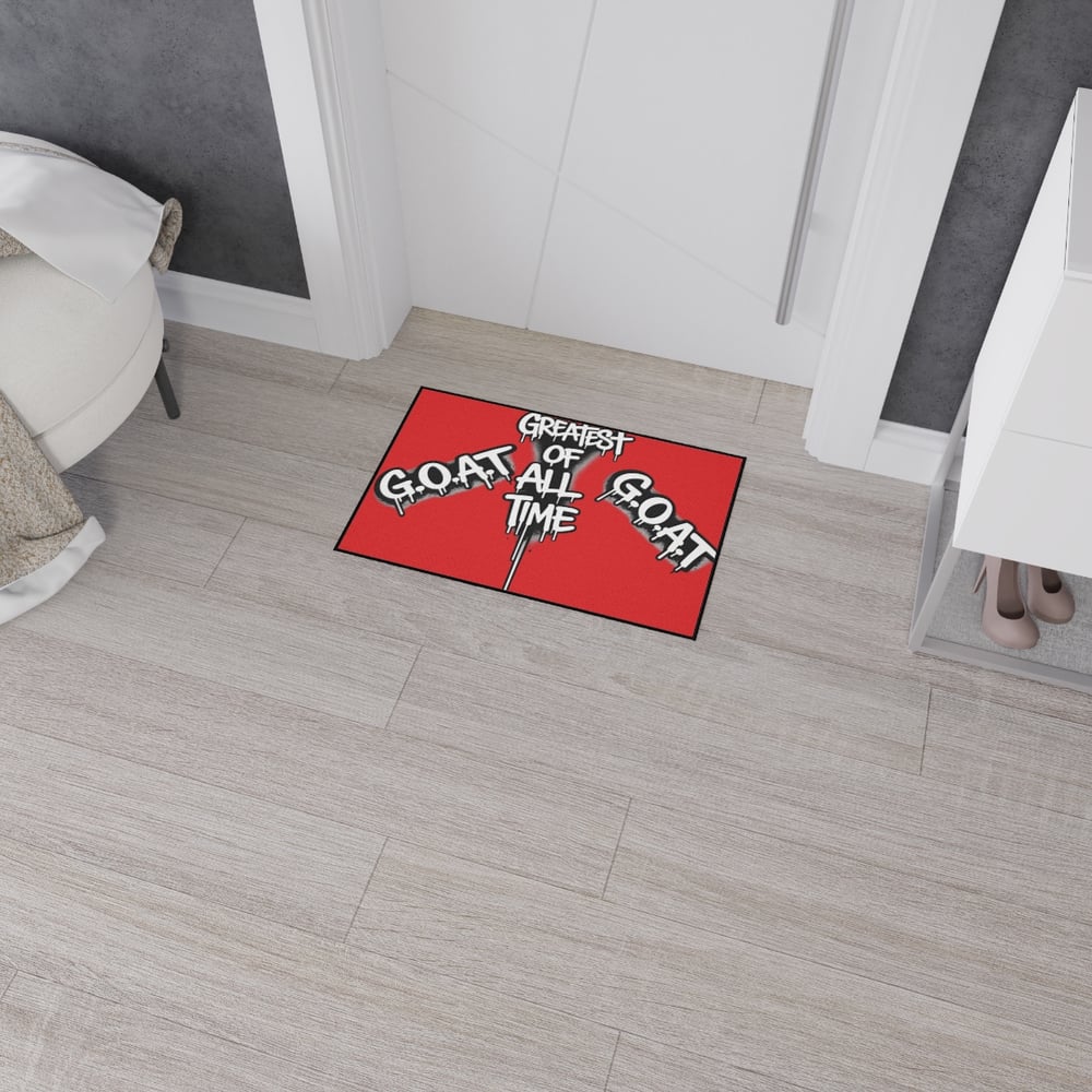Image of G.O.A.T. 'Greatest of All Time' Heavy Duty Floor Mat — Red Drip Graffiti Door Mat