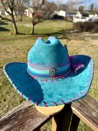 Image 1 of “Electric Avenue” Cowboy Hat with Tooled Paisley Leather