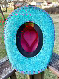 Image 4 of “High Stakes Darling” Cowboy Hat with Tooled Paisley Leather