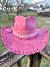 Image 8 of “Rosé at Sundown” Cowboy Hat with Tooled Paisley Leather