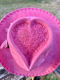 Image 10 of “Rosé at Sundown” Cowboy Hat with Tooled Paisley Leather