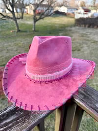 Image 12 of “Rosé at Sundown” Cowboy Hat with Tooled Paisley Leather