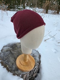 Image 2 of Upcycled Merino Wool Side Side Snap Beanie in Brandywine- S-XL