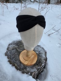Image 1 of Upcycled Cashmere Ear Warmer in Black- S-L 