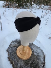 Image 2 of Upcycled Cashmere Ear Warmer in Black- S-L 
