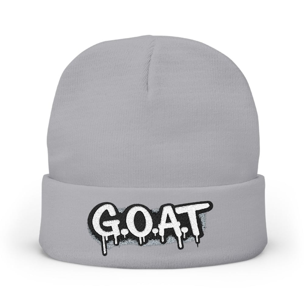 Image of G.O.A.T. Embroidered Knit Beanie — Streetwear Winter Hat