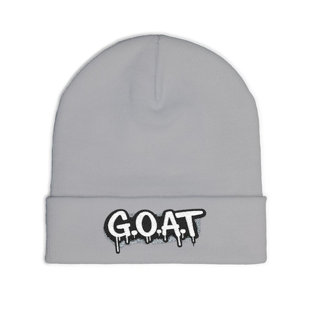Image of G.O.A.T. Embroidered Knit Beanie — Streetwear Winter Hat