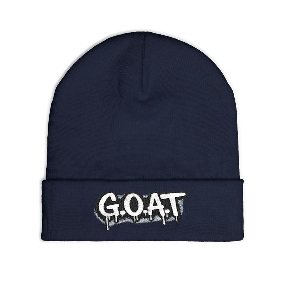 Image of G.O.A.T. Embroidered Knit Beanie — Streetwear Winter Hat