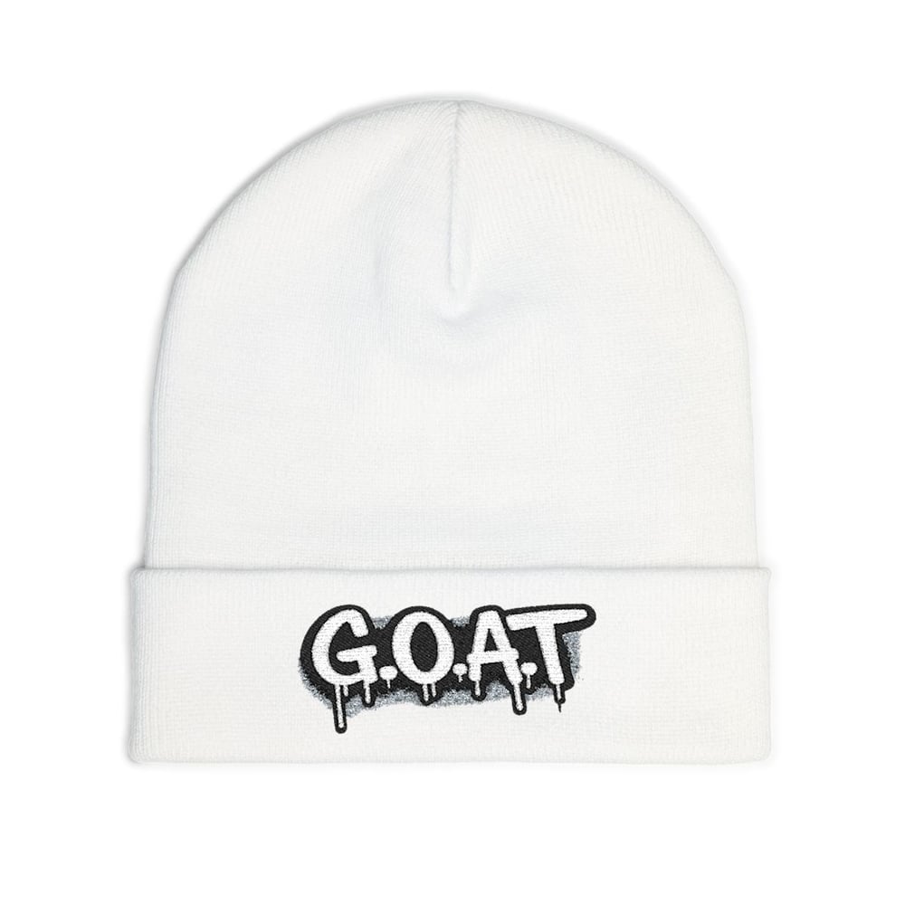 Image of G.O.A.T. Embroidered Knit Beanie — Streetwear Winter Hat