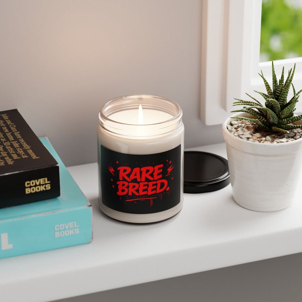 Image of Rare Breed Scented Soy Candle — 9oz Bold Red Graphic Candle