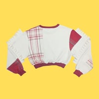 Image 2 of Snowy Plaid Frill Crop Sweatshirt