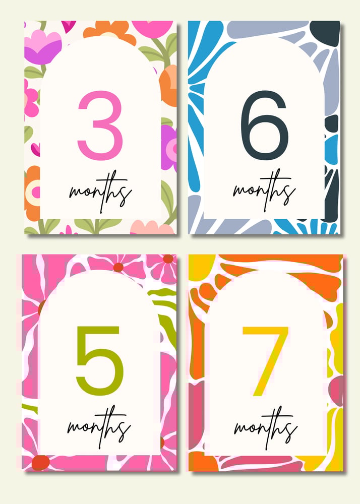 Image of Boho Floral Baby Milestone Cards