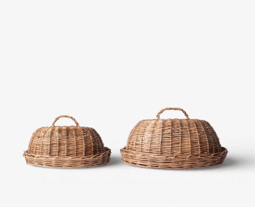 Image of Oval Rattan Food Cloche and Tray 