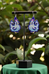 Image 2 of Stardew Valley Blue Chicken Beaded Earrings