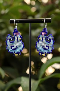 Image 1 of Stardew Valley Blue Chicken Beaded Earrings