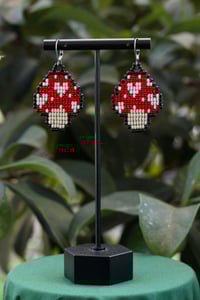 Image 2 of Mushroom Beaded Earrings