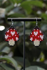Image 1 of Mushroom Beaded Earrings