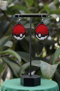 Image 2 of Pokeball Beaded Earrings