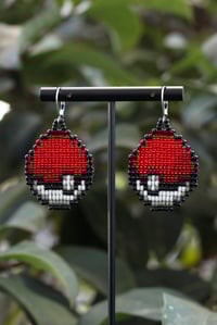 Image 1 of Pokeball Beaded Earrings