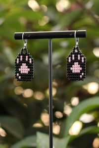 Image 1 of Black Cat Paw Beaded Earrings