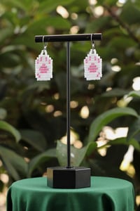 Image 2 of White Cat Paw Beaded Earrings