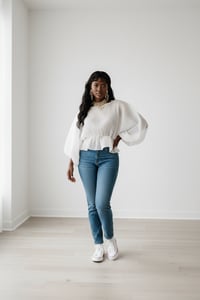 Image 2 of White dolman sleeve blouse