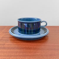 Image 1 of Arabia Finland Kosmos Blue Tea Cup with Saucer