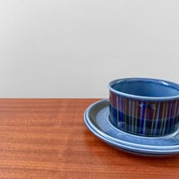 Image 2 of Arabia Finland Kosmos Blue Tea Cup with Saucer