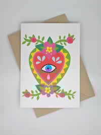 Image 1 of Green All Seeing Eye Heart Card